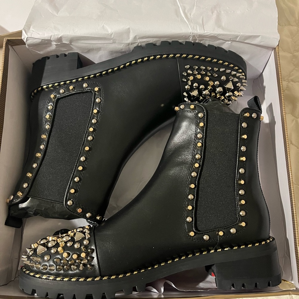 Louboutin Studded Black Ankle Boots